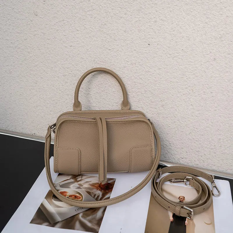 Beige leather crossbody mini bag for stylish outings