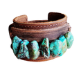 Leather Cuff with Large Natural Turquoise Chunks