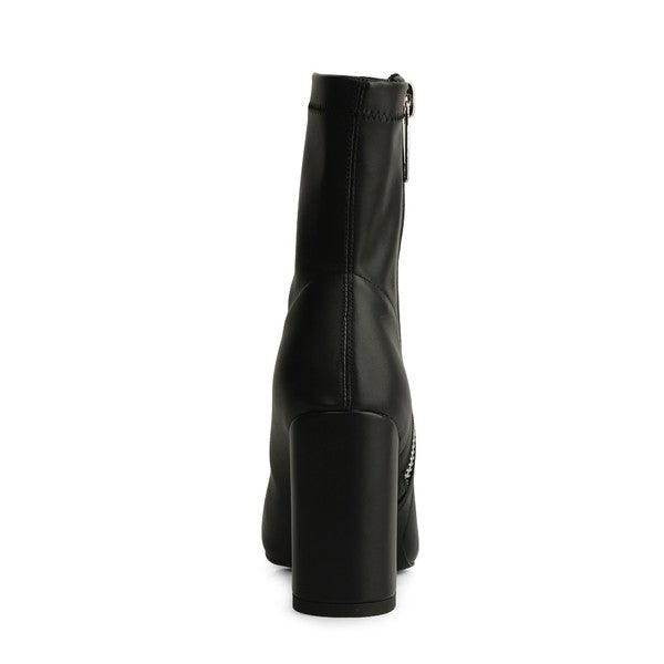 Rag Company stylish black leather high heel boots with a zipper detail for a chic look