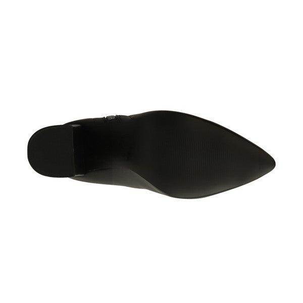 Sole view of Rag Company leather high heel boots with a stylish pointed toe design