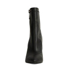 Stylish black leather high heel boots with a sleek design and side zipper for easy wear