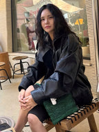 Black leather jacket biker for a stylish casual look