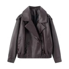 women's brown leather jacket biker for stylish cool weather outings