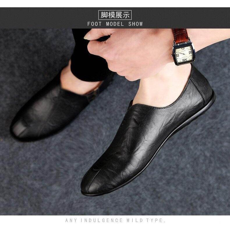 Stylish black leather loafers for men with a sleek design and comfortable fit