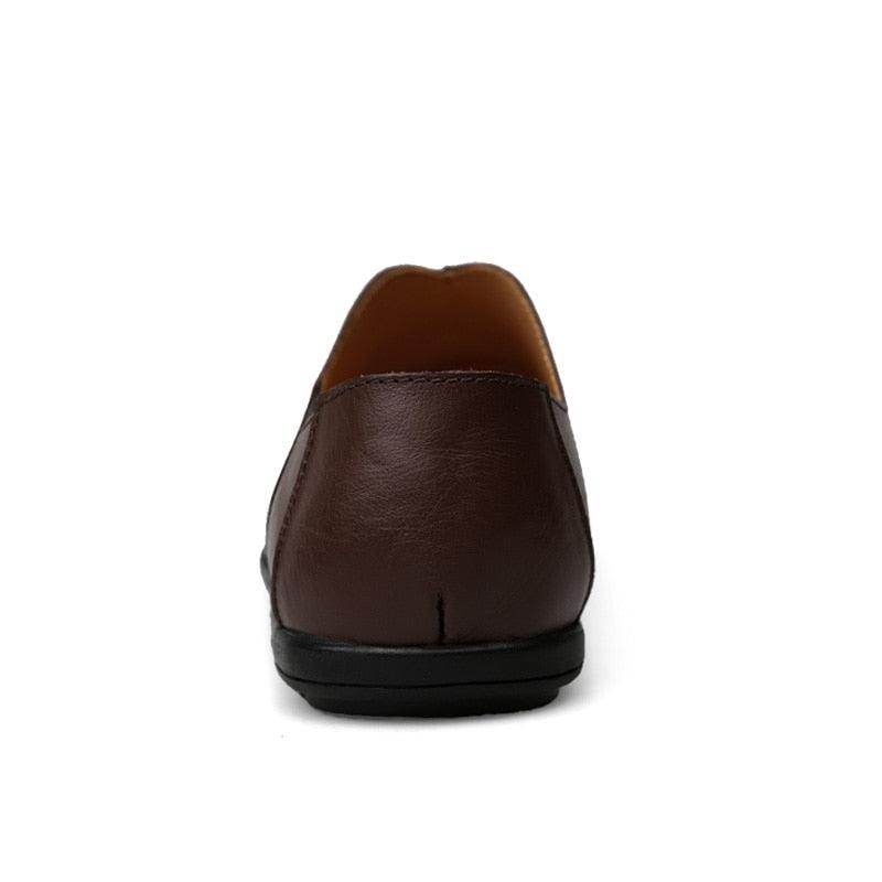 Brown leather loafers for men with a sleek design and comfortable fit