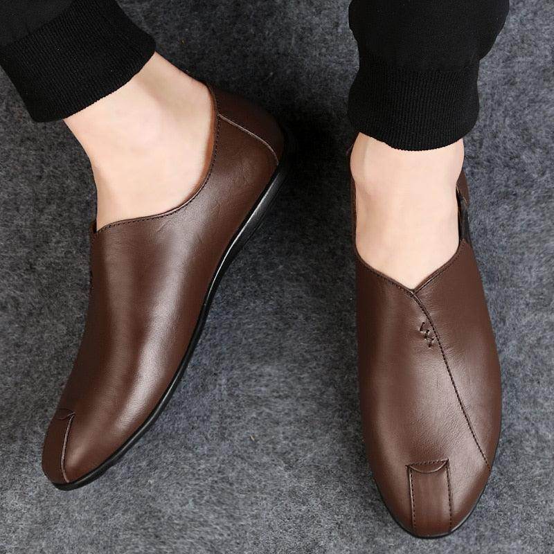 Brown leather loafers for men with a sleek design and comfortable fit for casual outings