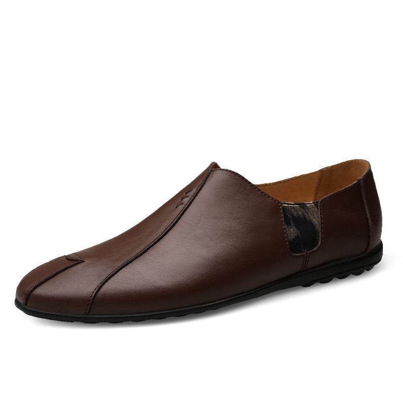 Stylish brown leather loafers for men with a sleek design for casual wear