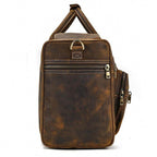 VacationGrabs leather luggage tote bag featuring multiple zippered pockets for convenient travel organization