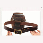 VacationGrabs leather messenger bag with adjustable strap and front zipper pocket for convenience