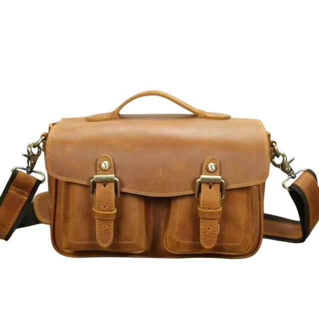 VacationGrabs Leather Messenger Bag for Photography