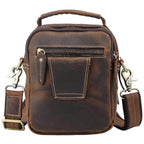 Stylish leather messenger bag with adjustable strap and front zipper pocket, perfect for everyday use