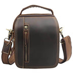 VacationGrabs leather messenger bag in brown with a classic design and adjustable shoulder strap