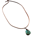 Leather Necklace with Turquoise Pendant Tan