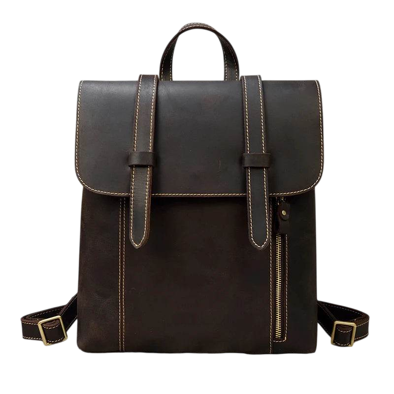 Leather Shoulder Backpack with Large Capacity for Men