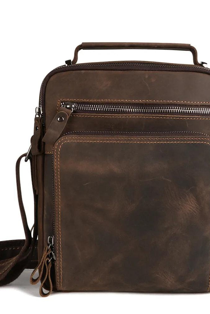 Luggage & Bags - Shoulder/Messenger Bags Leather Shoulder Bag Crossbody Satchel Bag for Men Crazy Horse Leather