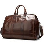 Stylish leather shoulder bag for travel with durable handles and adjustable strap for convenience
