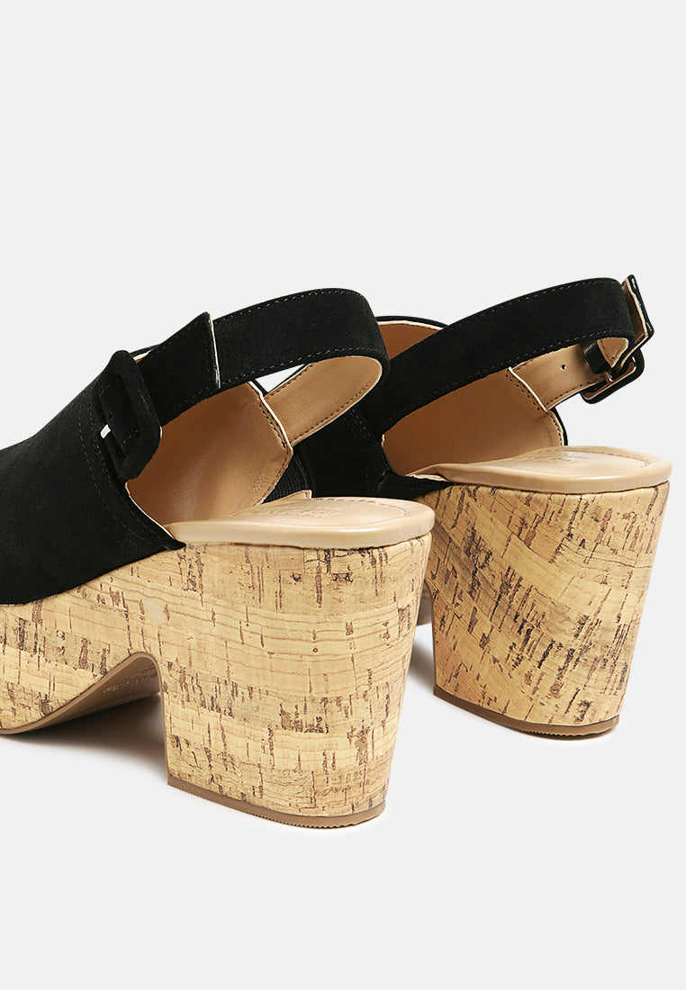 London Rag International leather slingback platform sandals with cork heels for stylish summer wear