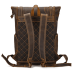 Leather style travel backpack with quilted design and adjustable straps for comfortable carrying