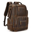 Brown leather style travel backpack with multiple compartments and durable design for stylish travelers