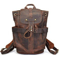 Stylish leather travel backpack with adjustable straps and exterior pockets for easy access