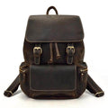 Stylish leather travel backpack with multiple pockets and adjustable straps for travelers