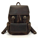 Stylish leather travel backpack with multiple pockets and adjustable straps for travelers