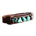 Leather Narrow Cuff With Blue Turquoise Chunks