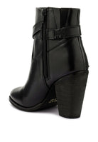 Rag Company leather vacation boots with heel featuring a stylish black design and side zipper closure