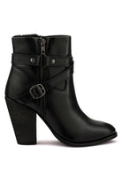 Rag Company women's leather vacation boots with heel featuring a stylish buckle and zip detail