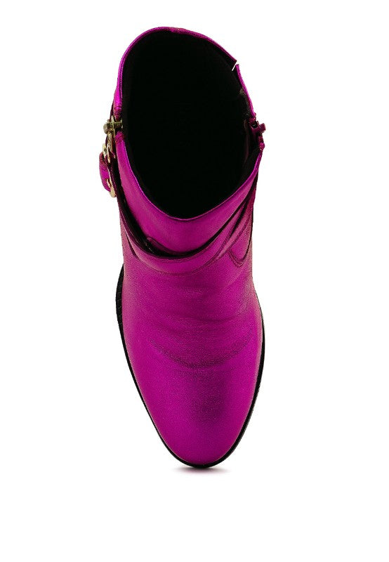 Rag Company leather vacation boots with heel in vibrant pink for stylish comfort