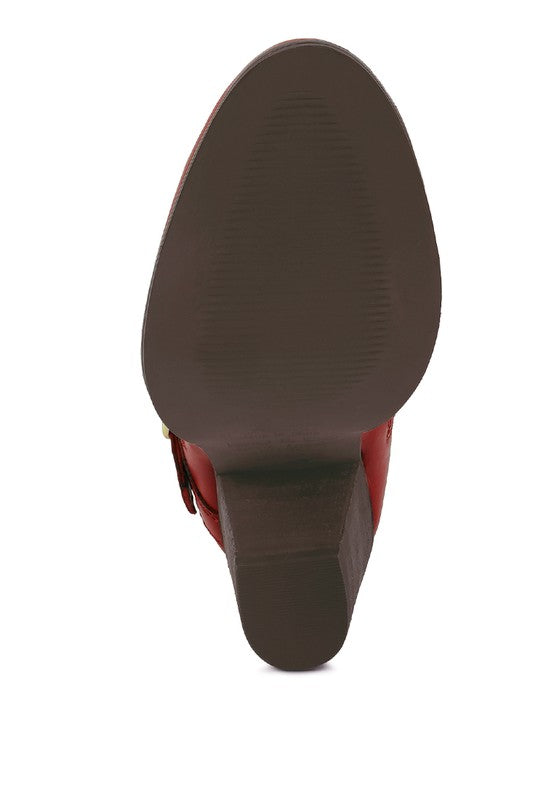 Rag Company women's leather vacation boots with heel featuring a durable outsole for comfort