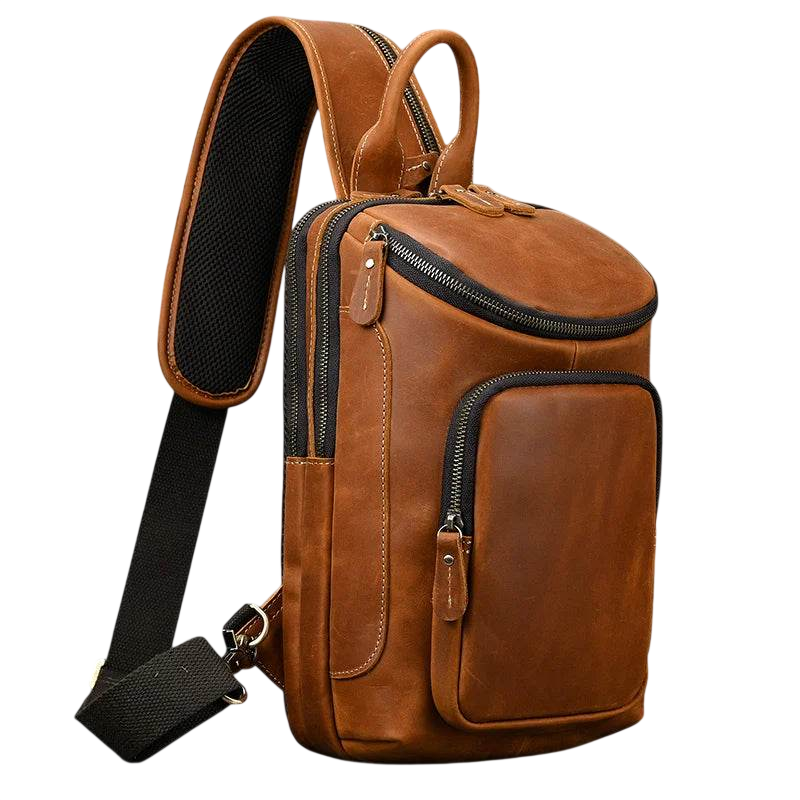 Leather Waist Bag Vintage Chest Pack Sling Bag for Men
