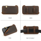 Leather waist pouch for men, brown, convenient storage for essentials