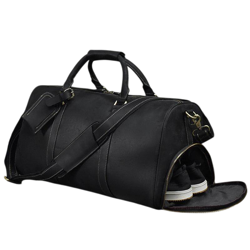 VacationGrabs Leather Weekend Bag with Shoulder Strap
