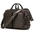 mens 3-in-1 leather combo briefcase backpack Brown