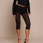 Black lace capri leggings for stylish summer outings