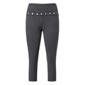 Women's gray capri leggings with stylish button detailing for workouts