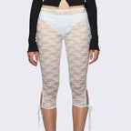 Women's white leggings with lace for stylish summer outfits
