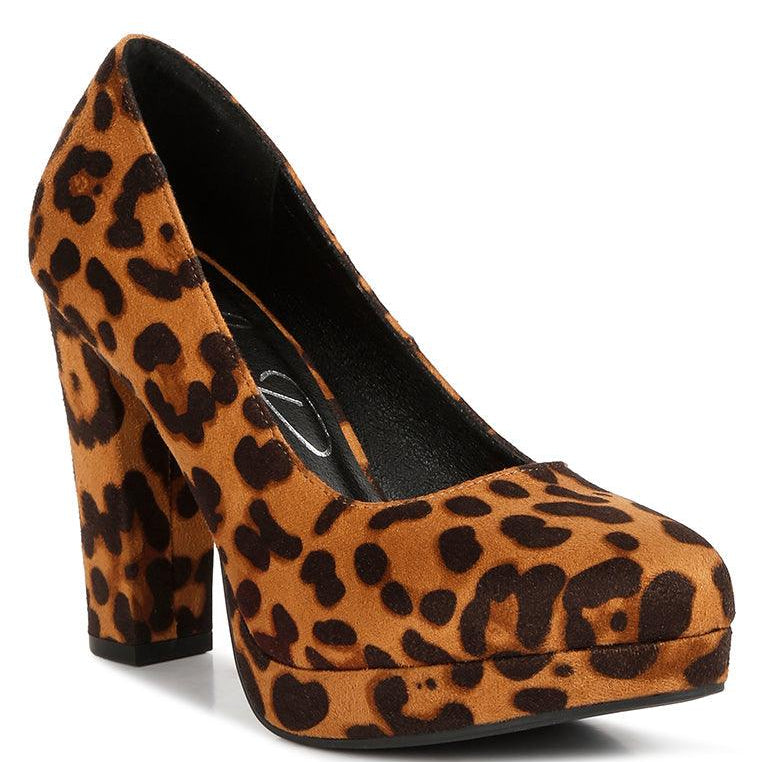 Women's Shoes - Heels Leopard Delia Seude Block Heel Pumps