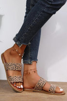 Women's Shoes - Sandals Leopard Double Straps Flat Slippers