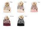 Women's Accessories - Hats Leopard Fur Pom Beanie