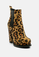 Stylish leopard print block heel boots from London Rag International with a trendy design for a bold look