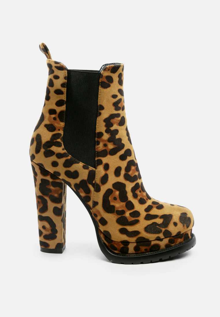 London Rag leopard print block heel boots with stylish design for trendy women's fashion