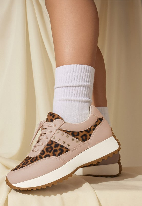 Women's leopard print leather sneakers, stylish and comfortable for everyday wear