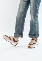 Women's leopard print leather sneakers, stylish casual footwear