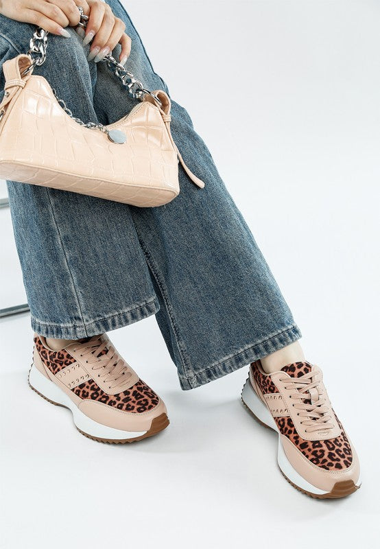 Women's leopard print leather sneakers for casual outfits