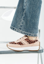 Women's leopard print leather sneakers for casual style