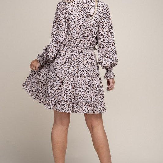 Women's Dresses Leopard Print Ruffle Hem Dress