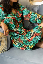 Leopard print sleep shirt in vibrant colors for comfortable lounging