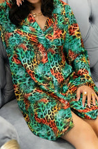 Leopard print sleep shirt for women in vibrant colors, soft material